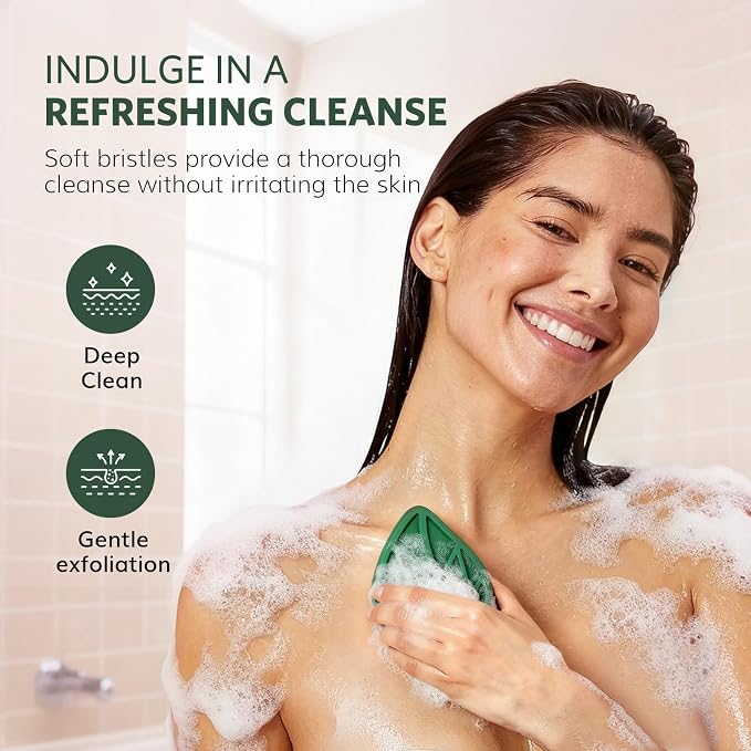 Sndyi Christmas Silicone Body Scrubber, Limited Edition Leaf-Shaped Shower Brush - Image 4