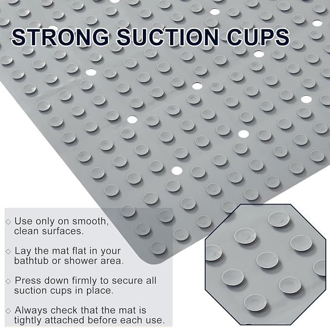 Anti Slip Shower Mat for Tub & Shower Stall, Fast-Draining, Machine Washable - Image 5