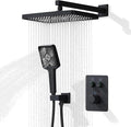 Thermostatic Shower Valve/System 12 inches Black Brass Faucet Set by JQBQS