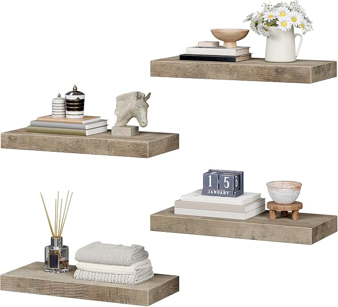 Floating Shelves for Wall, 1.5" Thick Wall Shelf Set of 4 - Image 6