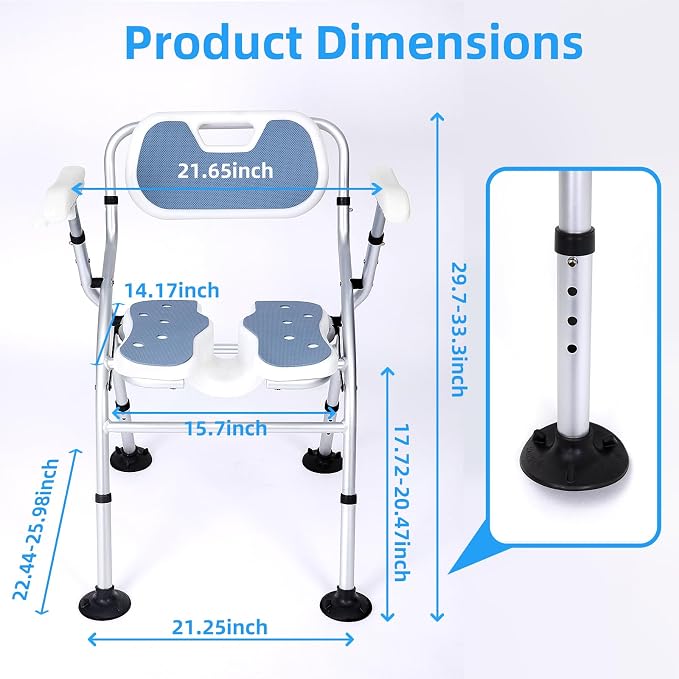 Shower Chair for Inside Shower, Foldable Shower Chair for Elderly and Disabled - Image 4