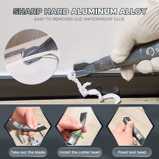 Saker Caulking Tool Kit-Aluminum 4 in 1 Sealant Finishing Tool Grout Remove - Image 3