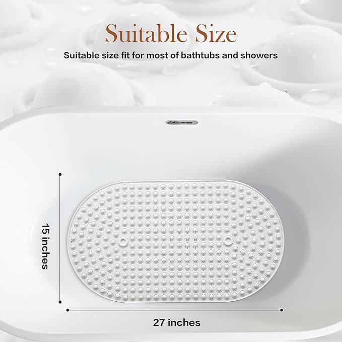 Silicone Bath Mat for Tub Non Slip, Bubble Massage Anti Slip Shower Mat - Image 6