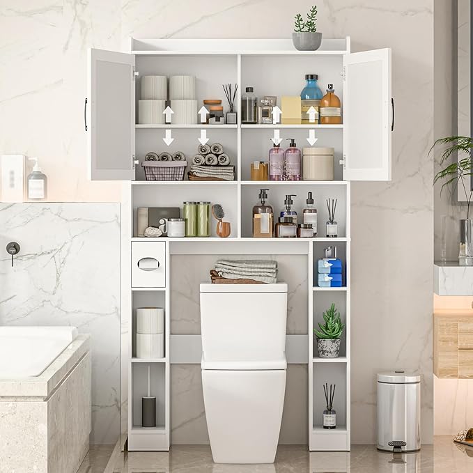 Over The Toilet Storage Cabinet, Farmhouse Toilet Cabinet Rack - Image 5