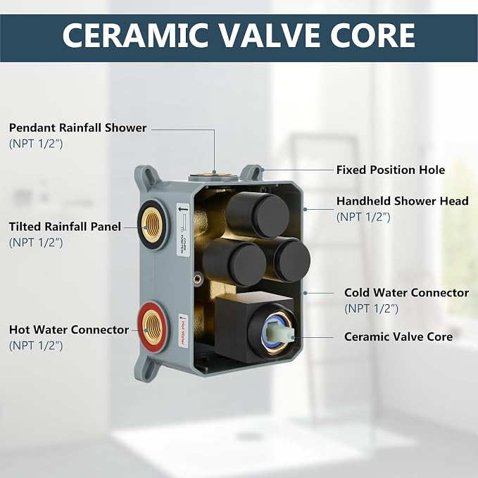 Aolemi Shower Faucet Set Ceiling Mount Shower System Rough-in Valve and Shower - Image 7