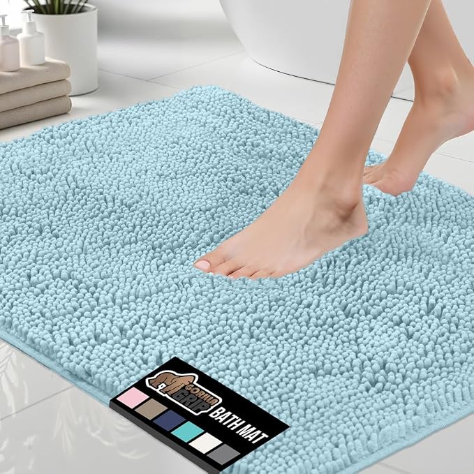 GORILLA GRIP Bath Rug Mat 36x24, Thick Soft Absorbent Chenille, Quick Dry by GorillaGrip