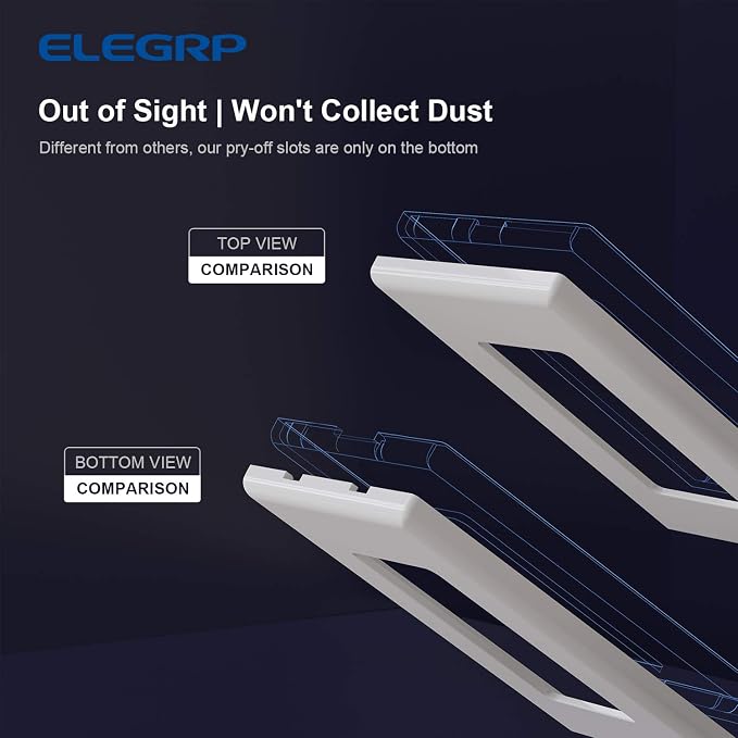 ELEGRP 1-Gang Glossy White Screwless Decorator Wall Plates, Standard Size - Image 3