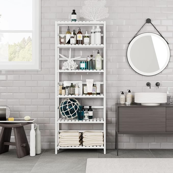 Bamjoy Bamboo Shelf, 6 Tier Bookcase Storage Shelves, Tall Book Rack Shelving - Image 4