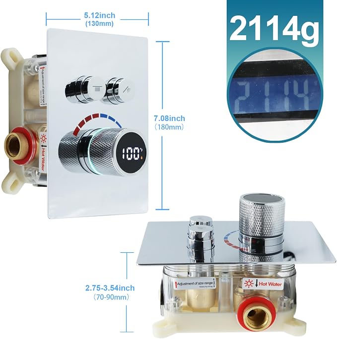 Digital Display Shower Valve Shower Valve 2 Way Shower Diverter Valve Shower - Image 4