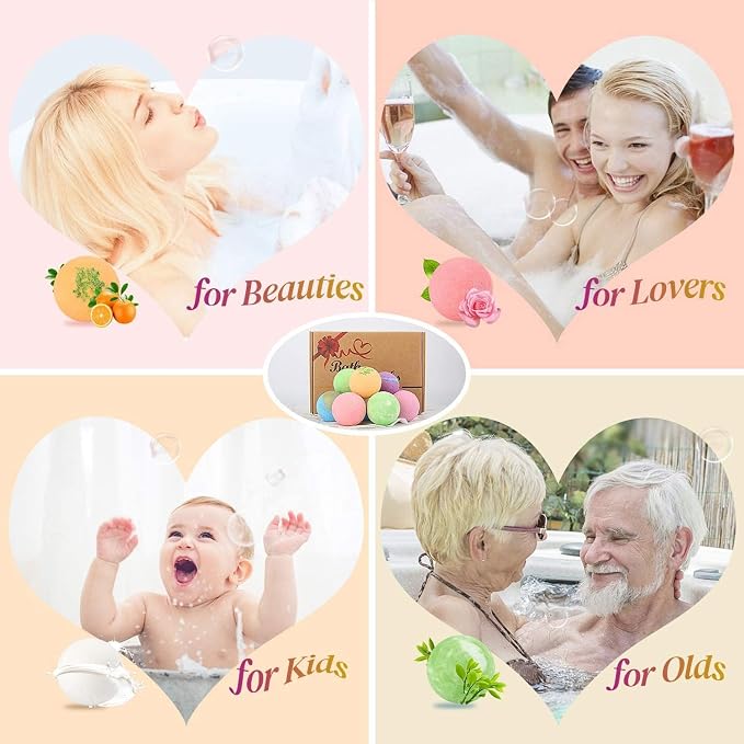 Bath Bombs Gift Set Large 12 PCS 2.8oz Organic Natural Essential Oils, Relax - Image 4