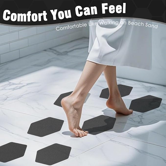 S&X 24 Pcs Shower Non Slip Stickers, Modern Black Bathtub Non Slip Stickers - Image 4