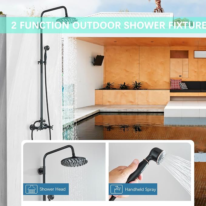 Rain Shower System Oil Rubbed Bronze Outdoor Shower Faucet Set - Image 2