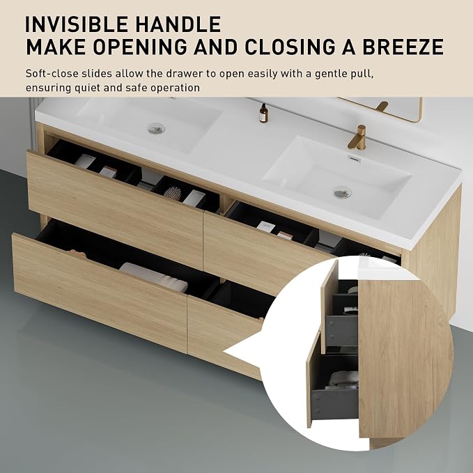 72 Inch Bathroom Vanity with Sink, Double Sink Bathroom Vanity, Freestanding - Image 4