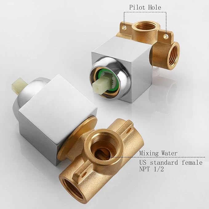 SKOWLL Shower Valve Kit Wall Mount Shower Mixing Valve Kit Brass Body Rough-In - Image 7