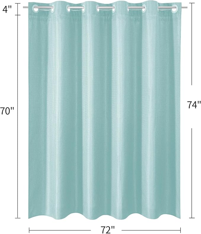 MitoVilla Teal No Hooks Needed Waffle Shower Curtain Liner Set, Turquoise - Image 7