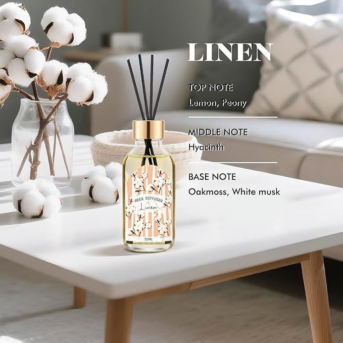 Reed Diffuser of 3 Pack, Linen Eucalyptus Jasmine Oil Diffuser Set - Image 5