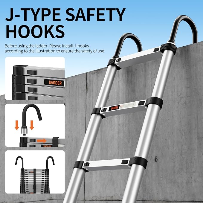 Telescoping Ladder, 10.5FT Aluminum Multi-Purpose Collapsible Ladder - Image 10