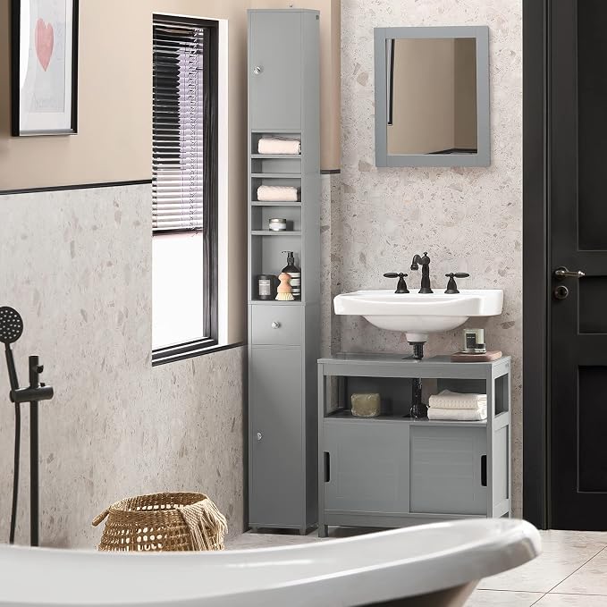 SoBuy Bathroom Narrow Storage Cabinet Skinny Tall Unit - Image 2