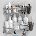 Corner Shower Caddy Bathroom Organizer: AKTECKE 2 Pack Adhesive Shelf Decor- No by AKTECKE