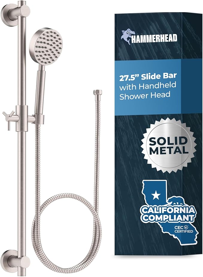 HammerHead Showers® SOLID METAL 27.5 Inch Shower Slide Bar Set and Handheld by HammerHeadShowers