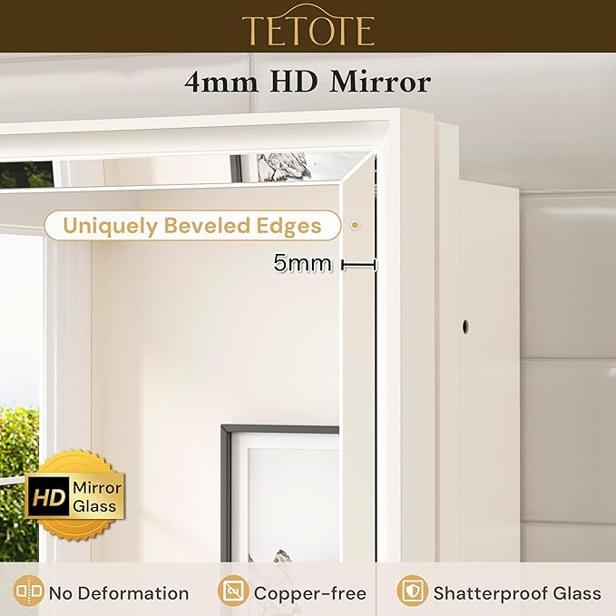 TETOTE White Medicine Cabinet 16" x 24" Bathroom Mirror - Image 6