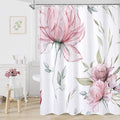 Pink and Grey Boho Watercolor Floral Shower Curtain, Ink Painting Style Blossom by Decorateyourhome