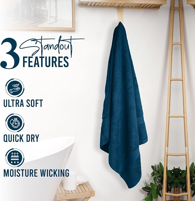 RIVERSIDE 100% Ring Spun Cotton Large Bath Towels Set of 4, 27 x 54 – Quick Dry - Image 7