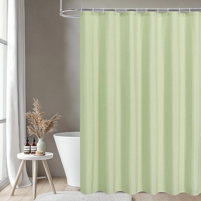 2-in-1 Waterproof Fabric Shower Curtain or Liner, Linen Textured, Breathable - Image 2