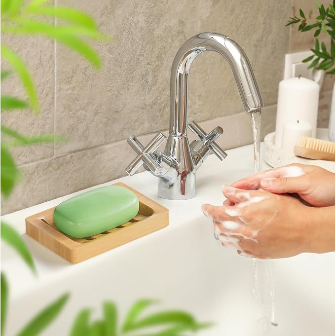 AmazerBath Soap Holder Soap Dish, Bamboo Soap Dish, 2 Pack Wood Bar Soap Holder - Image 2