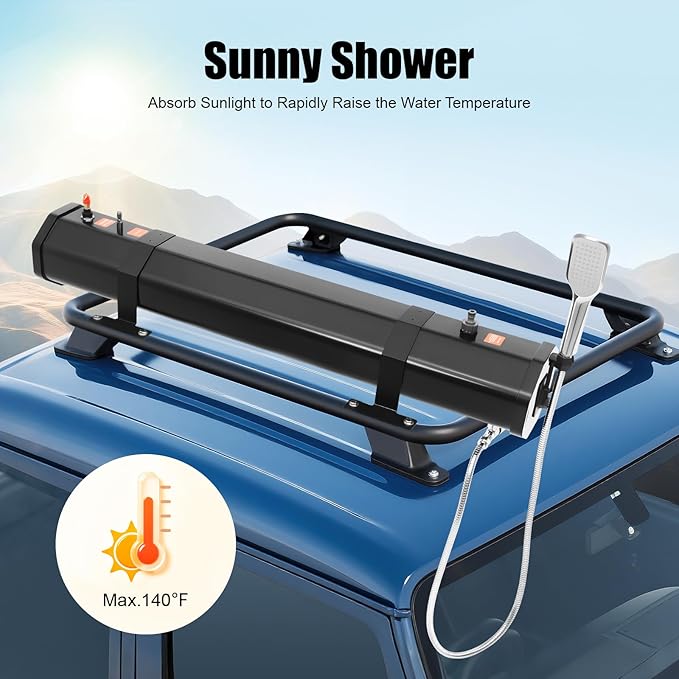 Portable Car Camping Shower, Pressurized Water Tank 7.93 Gallon Roof Rack Mount - Image 4