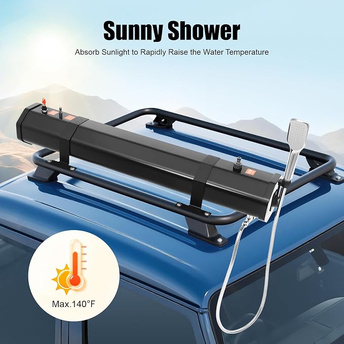 Self-Pressurized Water Tank for Camping Showers 30L, Roof Rack Mount Road Shower - Image 2
