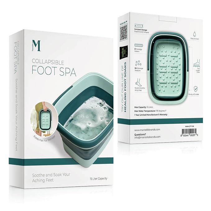 Mantello Collapsible Foot Bath Foot Soaking Tub | Portable Foot Spa Pedicure - Image 6