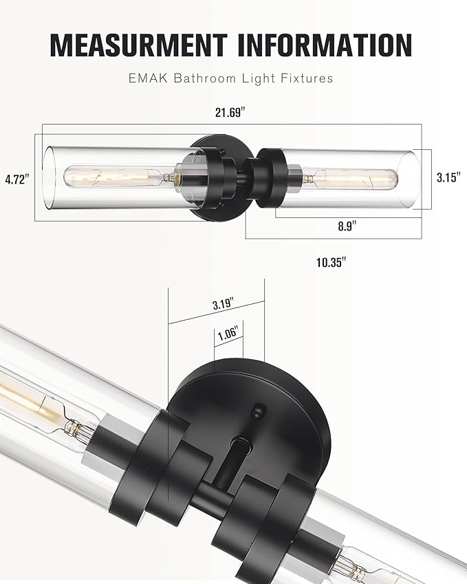 Emak 2 Light Black Vanity Lights - Image 4