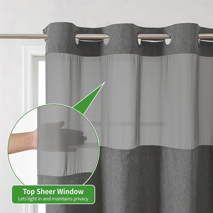 No Hooks Needed Linen Textured Shower Curtain - Image 3