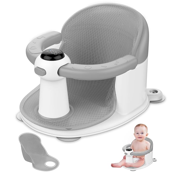 Baby Bath Seat-for Babies 6 Months & up, Water Temperature Display+Soft Cushion by Unknown