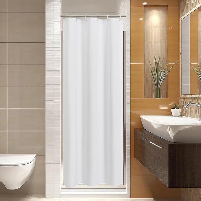 2-in-1 stall Fabric Shower Curtain or Liner, Breathable TPU & Washable - Image 2