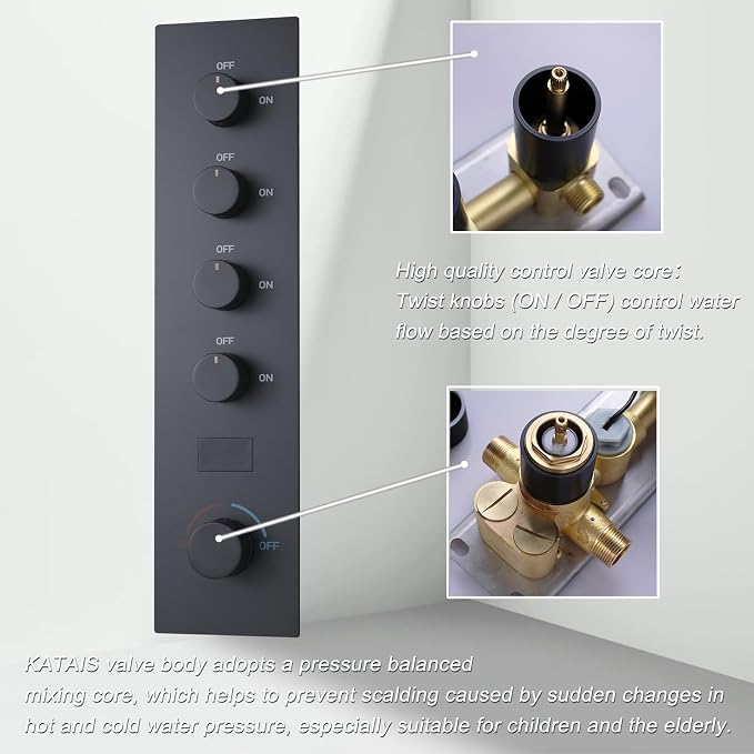 Matte Black Digital Display Shower System - Image 5