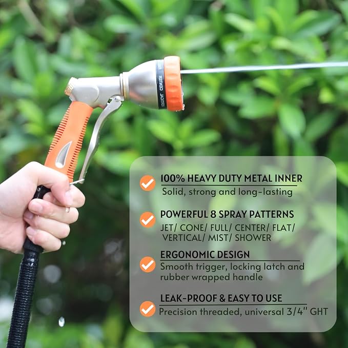HOSUN Garden Hose Nozzle Sprayer Heavy Duty, 100% Metal Water Hose Nozzle - Image 3