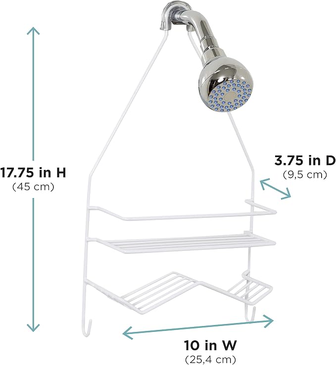 Zenna Home Rust Resistant Hanging Shower Caddy, Over the Shower Head Caddy - Image 6