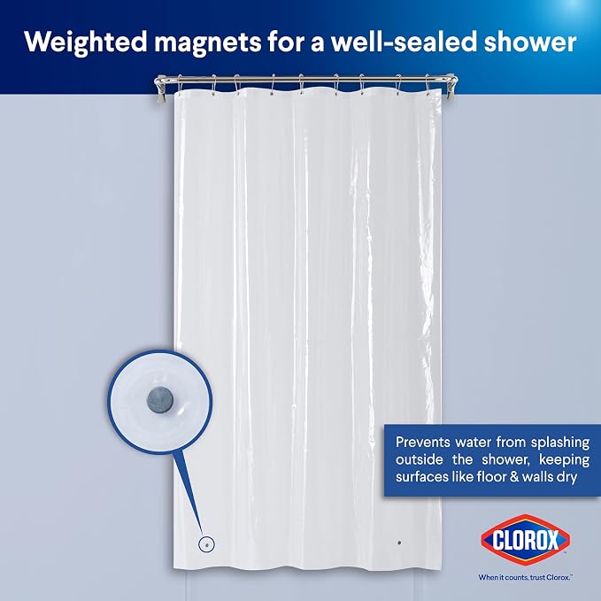 Clorox Shower Curtain Liner, Premium Medium-Weight Durable Waterproof 6g PEVA - Image 8