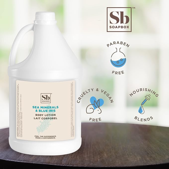 Soapbox Body Lotion, Sea Minerals & Blue Iris Moisturizing Body Cream, Natural - Image 3
