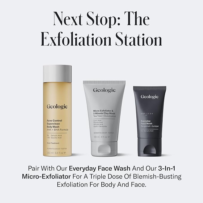 Geologie Acne Control Body Wash | Exfoliating AHA + BHA Cleanser - Image 8