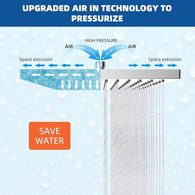Hibbent Thickness Metal Rain Shower Head, 10 Inch High Pressure Rainfall Shower - Image 4