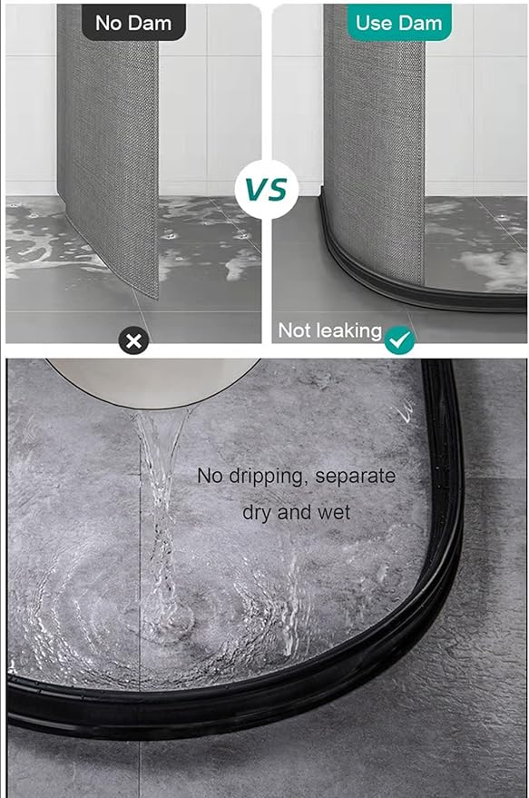 78Inch Collapsible Shower Threshold Water Dam 2" High Shower Barrier Water - Image 4