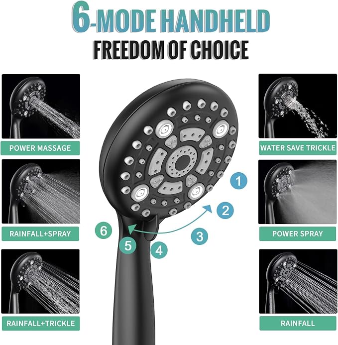 SR SUN RISE 12 Inch Slide Bar Shower System, Round Shower Faucets Sets Complete - Image 5