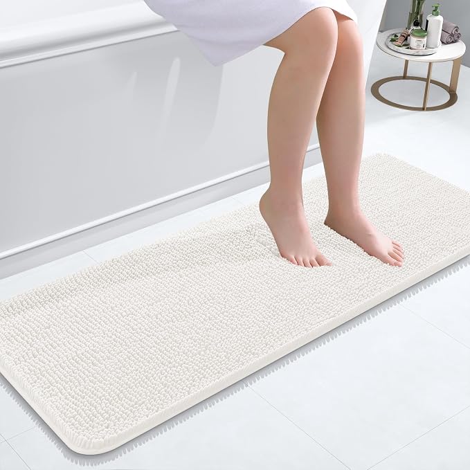 OLANLY Bathroom Rugs 47x17, Extra Soft Absorbent Chenille Bath Rugs, Rubber by OLANLY