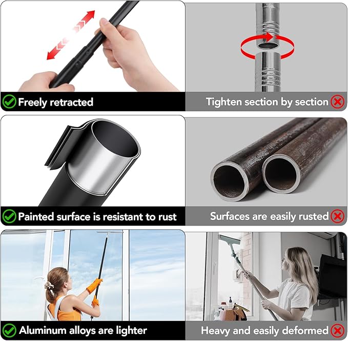 Shower Squeegee with Long Handle, 15-51" Telescopic Squeegee - Image 4