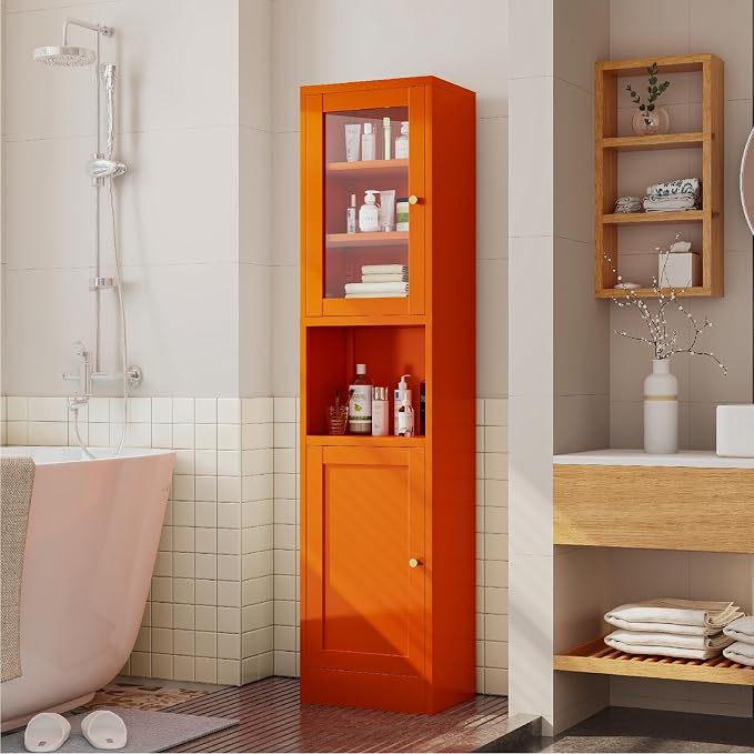 Metal Bathroom Storage Cabinet, Slim Metal Locker - Image 7