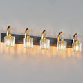 Modern Bathroom Vanity Light, 5-Light Black Gold Wall Sconce by FDPBY