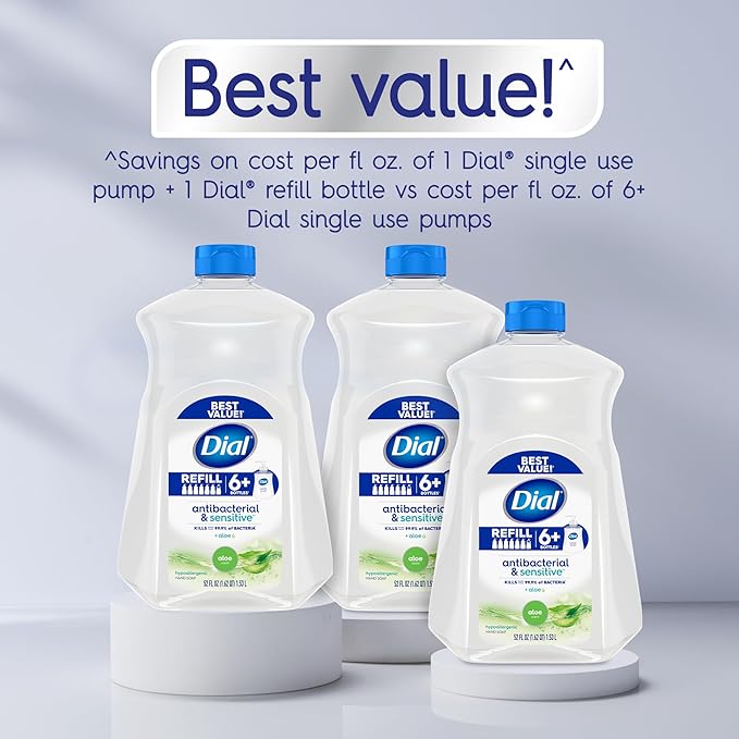 Dial Antibacterial Defense Liquid Hand Soap + Aloe, Aloe Scent, 52 Fl Oz Hand - Image 4